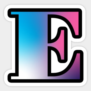 Capital Letter E Monogram Gradient Pink Blue White Sticker